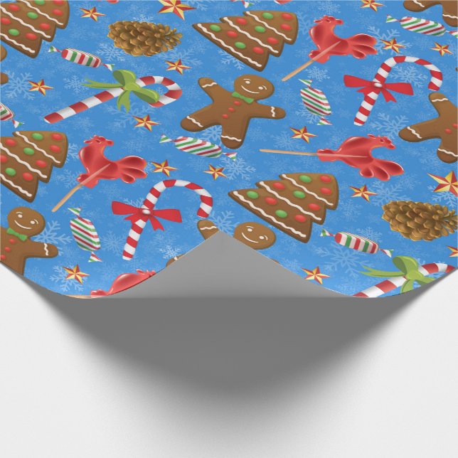Gingerbread Man,Candy and lollipop Wrapping Paper (Corner)