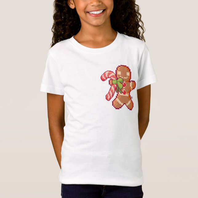GingerBread man, candy cane, Pixel Art  T-Shirt (Front)