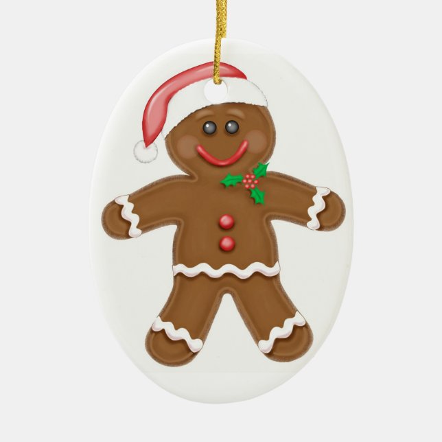 Gingerbread Man Ceramic Ornament (Front)