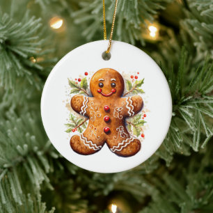Gingerbread man ceramic tree decoration