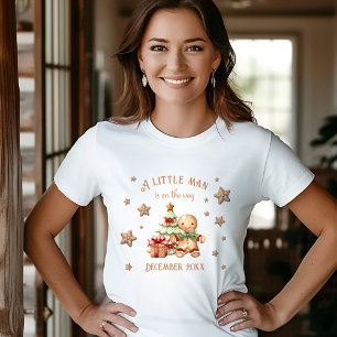 Gingerbread Man Christmas Baby Announcement Tri-Blend Shirt