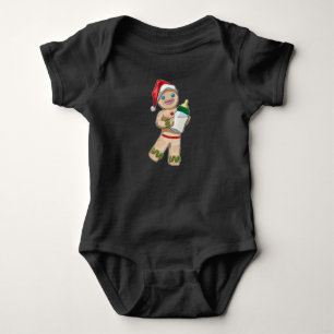 Gingerbread man Christmas Baby bottle Bodysuit