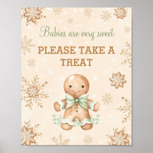 Gingerbread Man Christmas Baby Shower Favour Sign