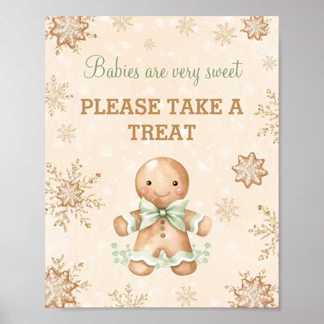 Gingerbread Man Christmas Baby Shower Favour Sign (Front)