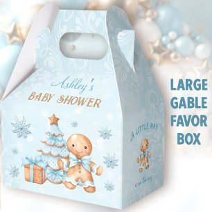 Gingerbread Man Christmas Baby Shower Large Gable Favour Box