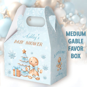 Gingerbread Man Christmas Baby Shower Medium Gable Favour Box