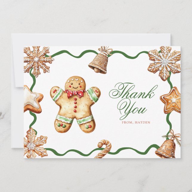 Gingerbread Man | Christmas Baby Shower  Thank You Card (Front)