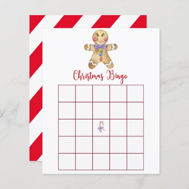 Gingerbread man - Christmas Bingo Game Card (Front/Back)