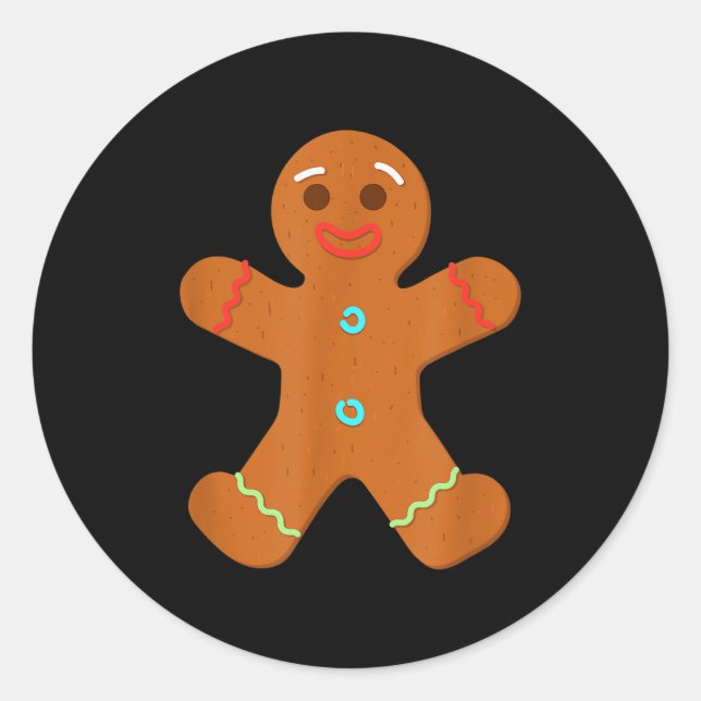 Gingerbread Man Christmas Cookie Baking  Classic Round Sticker (Front)
