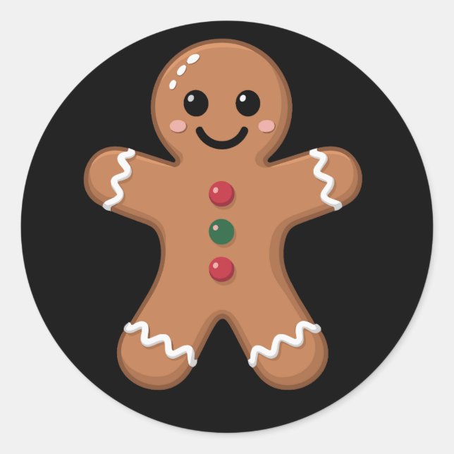 Gingerbread Man Christmas Cookie Baking Holiday  Classic Round Sticker (Front)