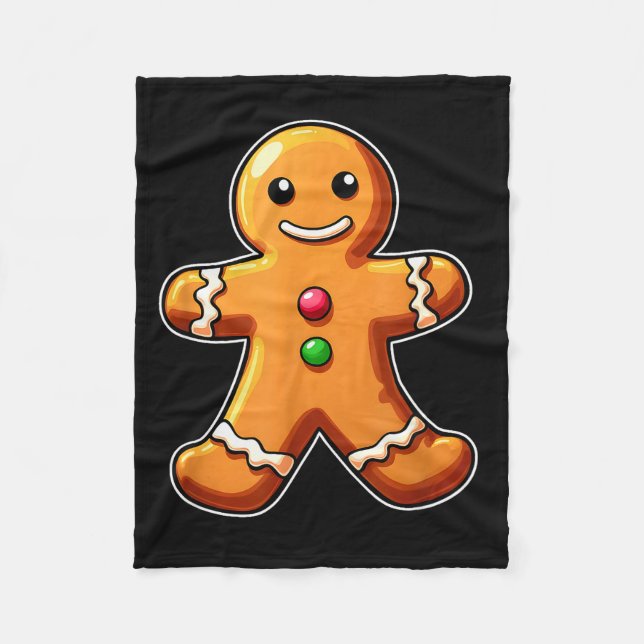 Gingerbread Man Christmas Cookie Baking Holiday Te Fleece Blanket (Front)