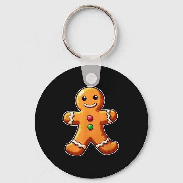 Gingerbread Man Christmas Cookie Baking Holiday Te Key Ring (Front)