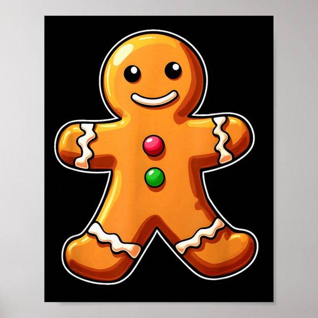 Gingerbread Man Christmas Cookie Baking Holiday Te Poster (Front)