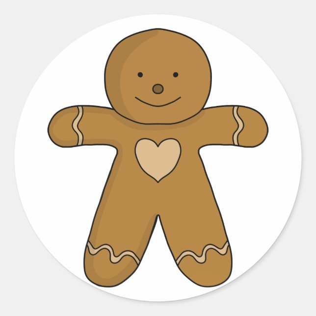 GingerBread Man Christmas Cookie Classic Round Sticker (Front)
