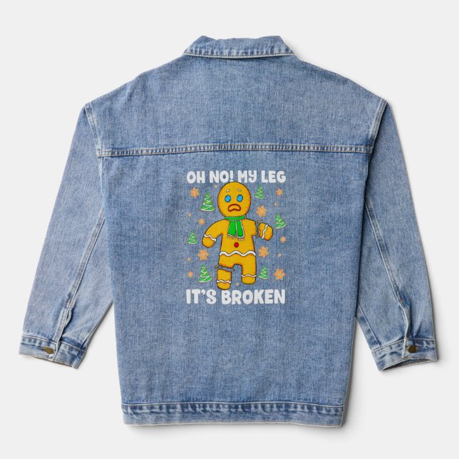 Gingerbread Man Christmas Cookie Costume Xmas Baki Denim Jacket (Back)