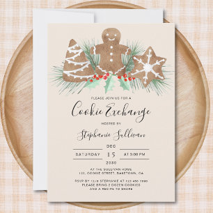 Gingerbread Man Christmas Cookie Exchange Party Invitation
