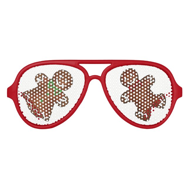 Gingerbread Man Christmas Cookie Holiday Baking Aviator Sunglasses (Front)