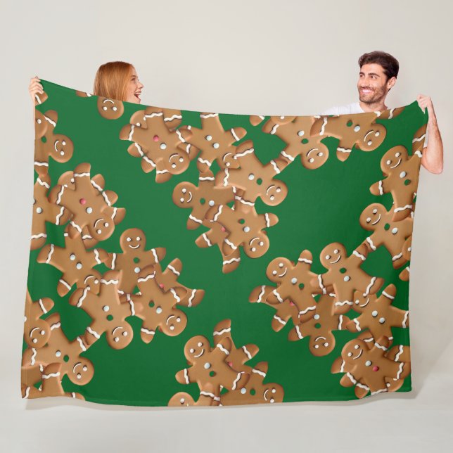 Gingerbread Man Christmas Cookie Holiday Baking  Fleece Blanket (In Situ)