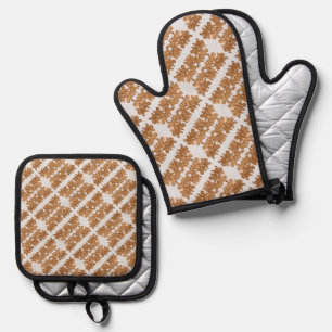 Gingerbread Man Christmas Cookie Holiday Baking Oven Mitt & Pot Holder Set