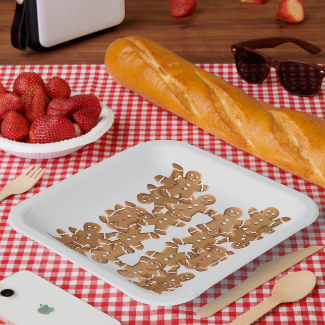 Gingerbread Man Christmas Cookie Holiday Baking  Paper Plate (Picnic)