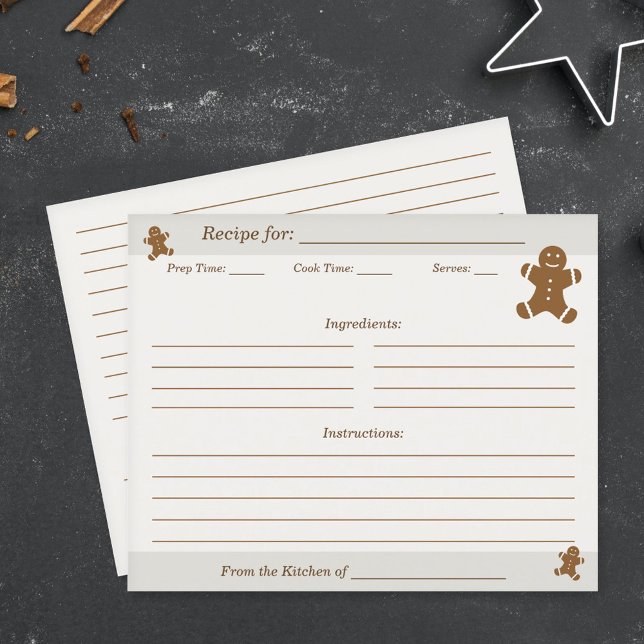 Gingerbread Man Christmas Cookie Recipe Card (Gingerbread Man Christmas Cookie Recipe Card)