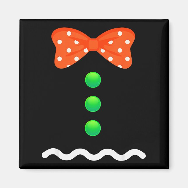 Gingerbread Man Christmas Costume For Kids &amp; A Magnet (Front)