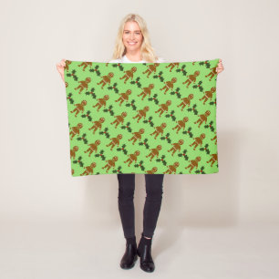 Gingerbread Man Christmas Fleece Blanket