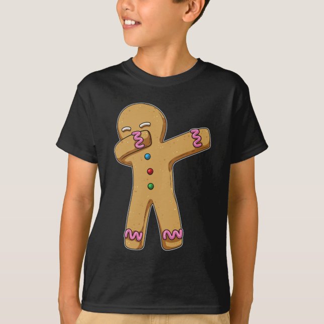 Gingerbread man Christmas Hip Hop Dance Dab T-Shirt (Front)