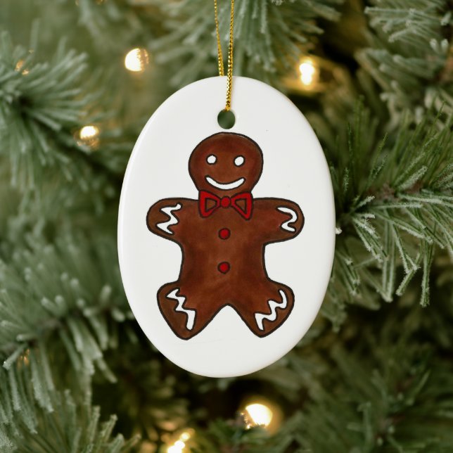 Gingerbread Man Christmas Holiday Baking Cookies Ceramic Tree Decoration (Tree)