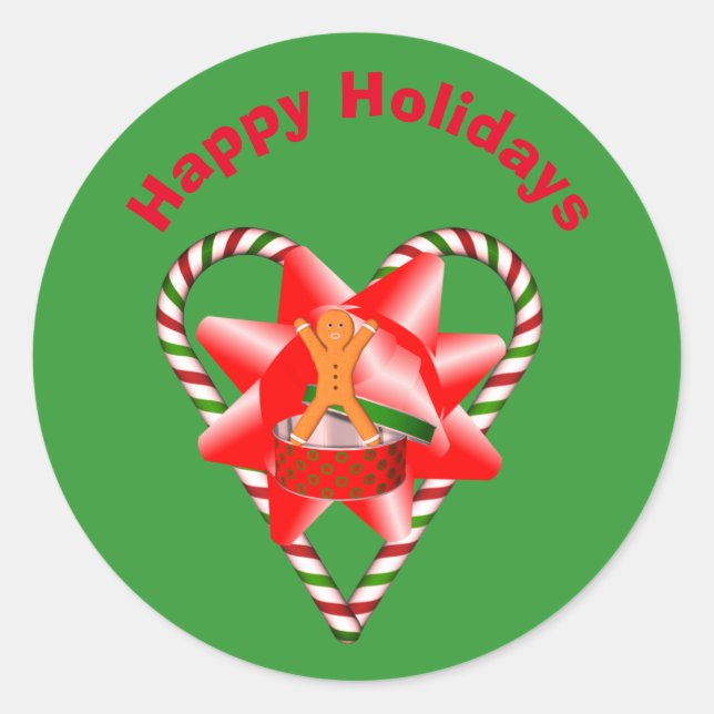 Gingerbread Man Christmas Holiday  Classic Round Sticker (Front)