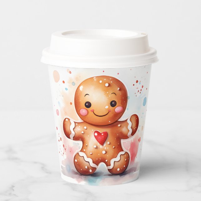 Gingerbread Man Christmas Holiday Paper Cups (Front)