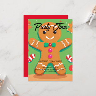 Gingerbread Man Christmas Holiday Party Invitation