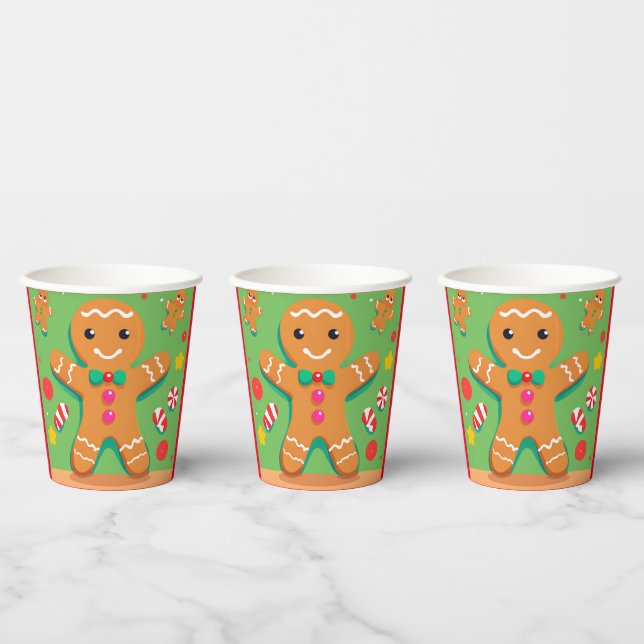 Gingerbread Man Christmas Holiday Party Paper cup (Multi)
