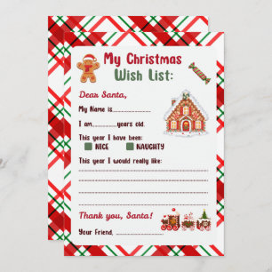 Gingerbread Man Christmas Letter to Santa  Invitation