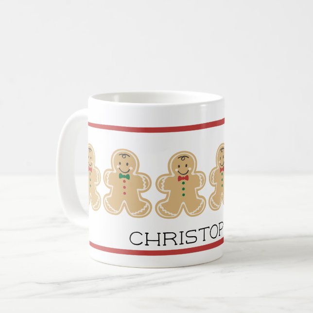 Gingerbread Man Christmas Name Mug (Front Left)