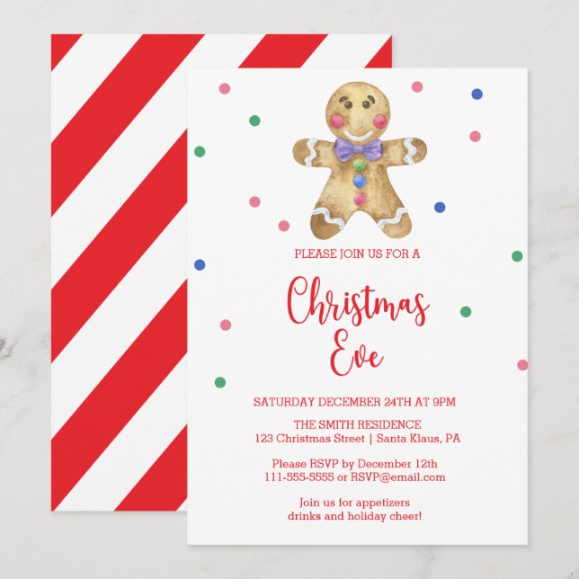 Gingerbread man - Christmas Party Invitation (Front/Back)