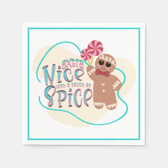 Gingerbread Man Christmas Party Napkins (Front)