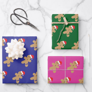 Gingerbread Man Christmas Pattern Wrapping Paper Sheet