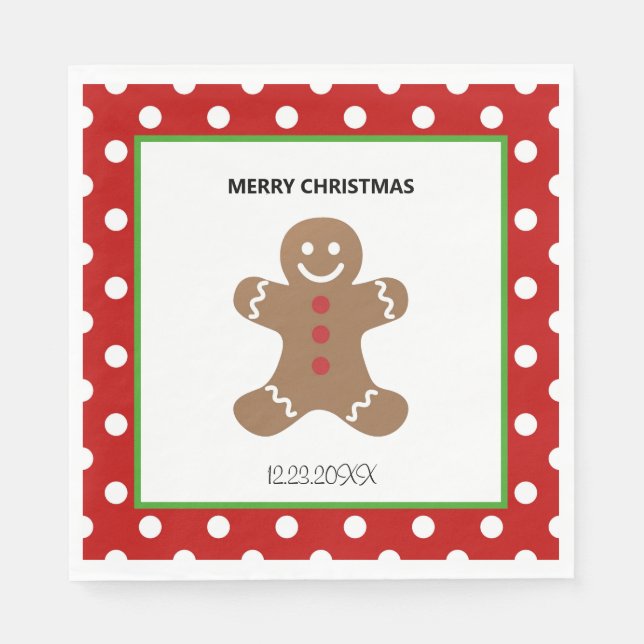 Gingerbread Man Christmas Personalised  Napkin (Front)
