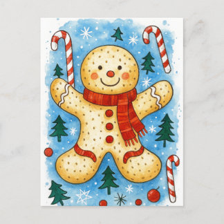 Gingerbread Man Christmas Postcard