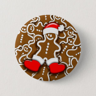 Gingerbread Man Christmas Santa Claus 6 Cm Round Badge