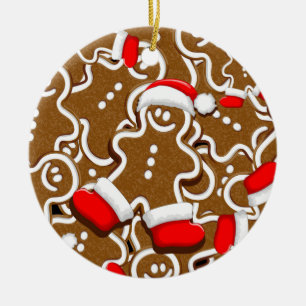 Gingerbread Man Christmas Santa Claus Ceramic Tree Decoration