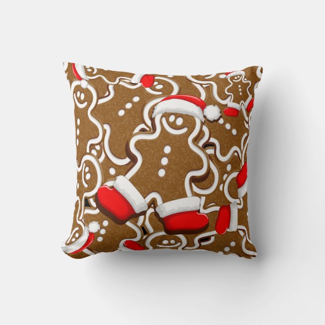 Gingerbread Man Christmas Santa Claus Cushion (Front)
