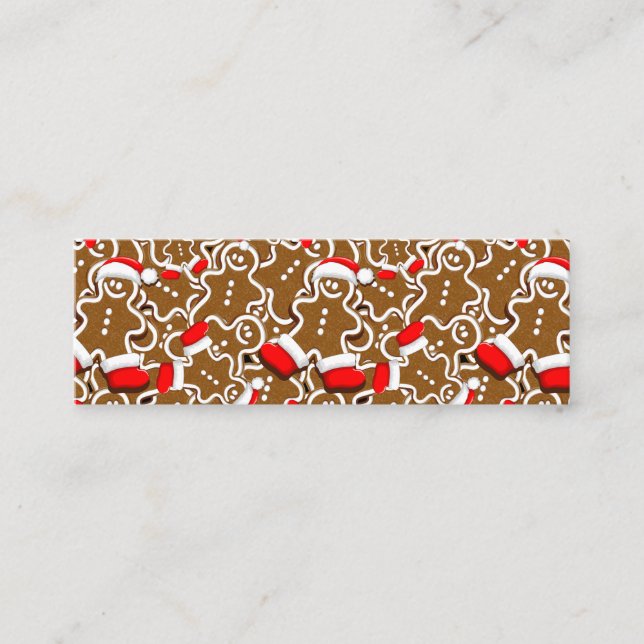 Gingerbread Man Christmas Santa Claus Mini Business Card (Front)