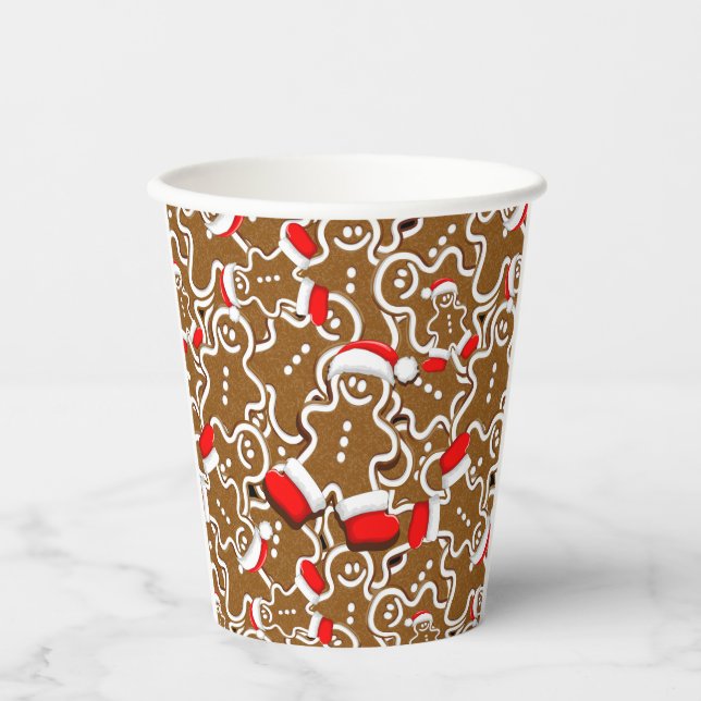 Gingerbread Man Christmas Santa Claus Paper Cups (Front)