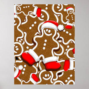 Gingerbread Man Christmas Santa Claus Poster