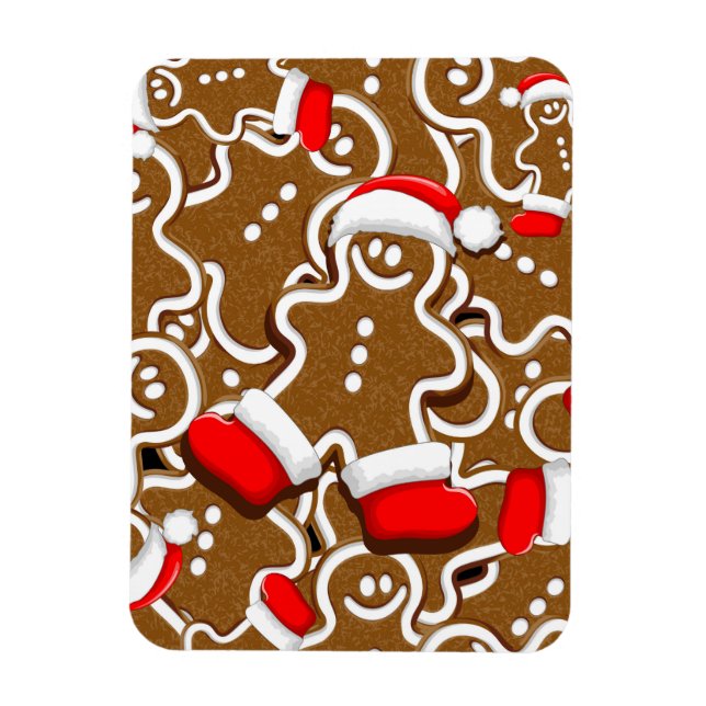 Gingerbread Man Christmas Santa Claus Throw Pillow Magnet (Vertical)