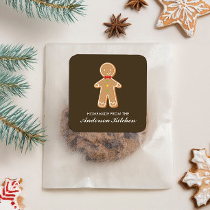 Gingerbread Man Christmas Square Sticker
