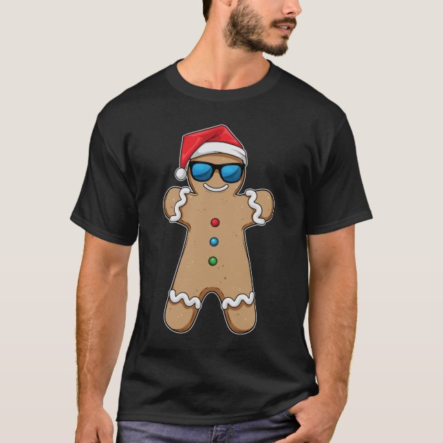 Gingerbread man Christmas Sunglasses T-Shirt (Front)