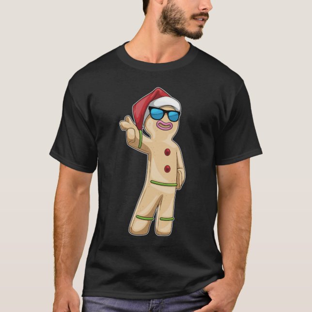 Gingerbread man Christmas Sunglasses T-Shirt (Front)